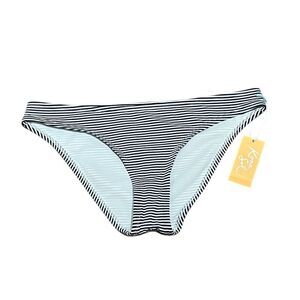 Kona Sol Navy And White Stripe Hipster Swim Bottoms, Size S, NWT